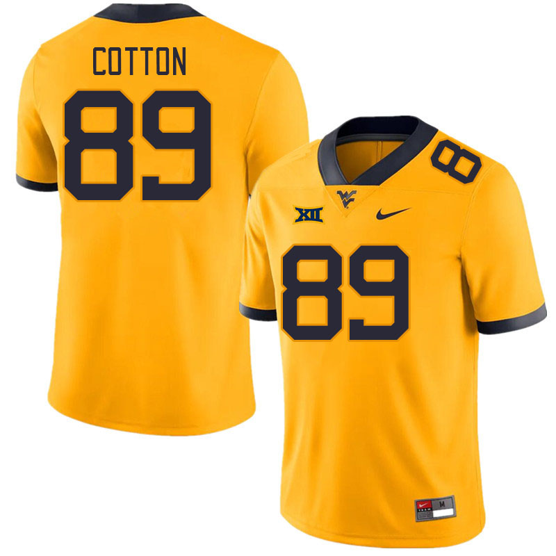 Men #89 DJ Cotton West Virginia Mountaineers College Football Jerseys Stitched Sale-Gold - Click Image to Close